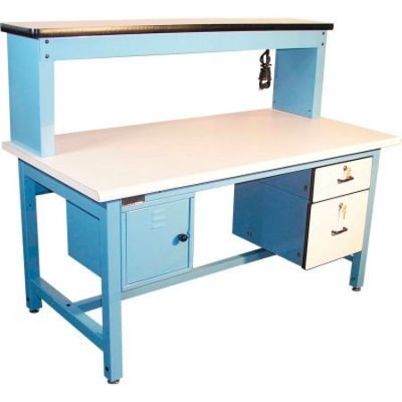 PRO LINE Global Industrial„¢ Bench-In-A-Box Technical Workbench, ESD Laminate Top, 72"Wx30"D, Blue BIB14